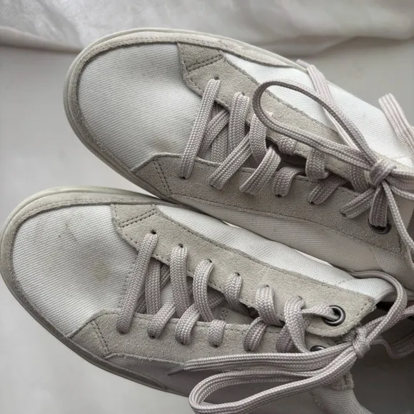 Vince Dawson Men's Canvas-Suede White Low-Top Sneakers Size 10.5/44.5