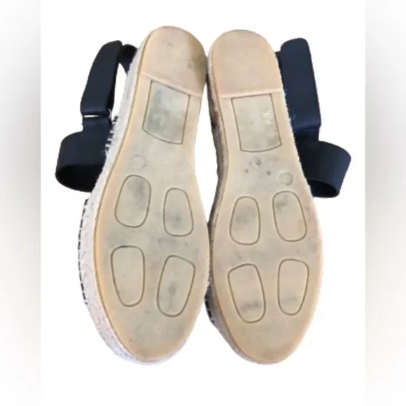 Vince Emilia black espadrille sandals w Velcro closure &amp; rattan soles SZ 10