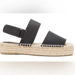 Vince Emilia black espadrille sandals w Velcro closure &amp; rattan soles SZ 10