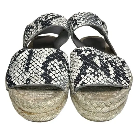 Vince - “Emilia” Espadrille Strappy Sandals in Python - Size 7, Black, Tan, Grey