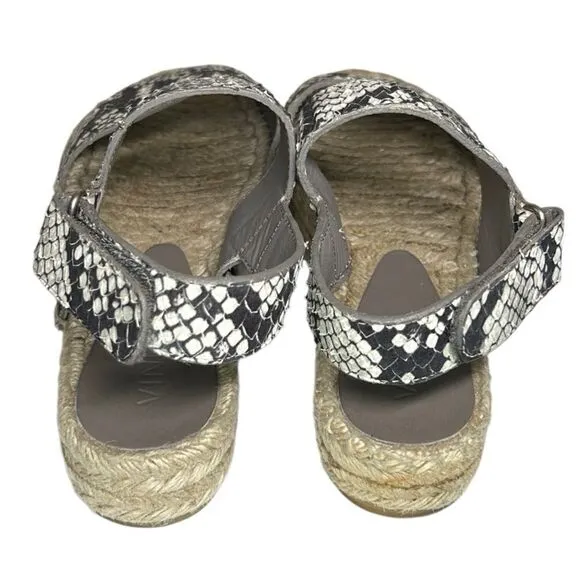 Vince - “Emilia” Espadrille Strappy Sandals in Python - Size 7, Black, Tan, Grey