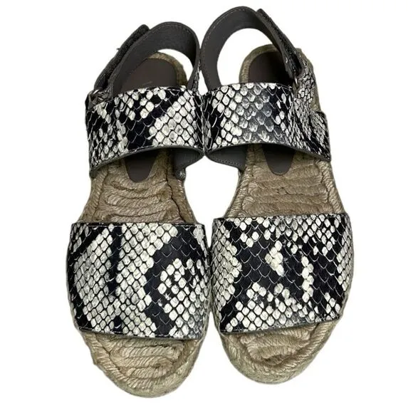Vince - “Emilia” Espadrille Strappy Sandals in Python - Size 7, Black, Tan, Grey