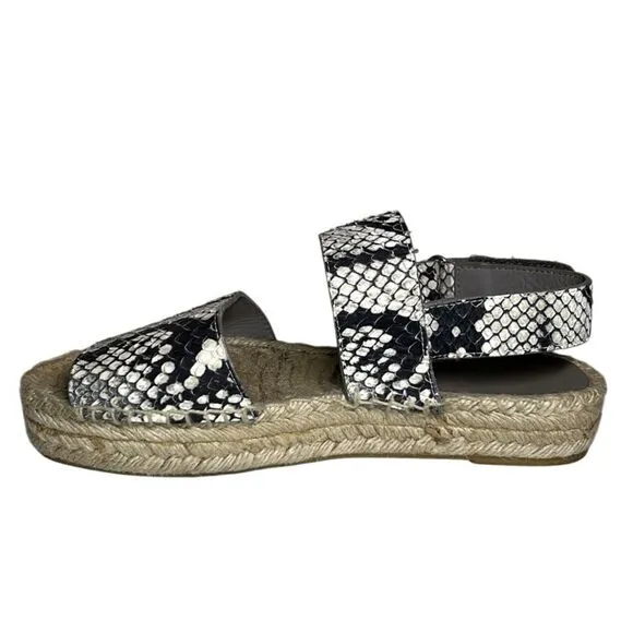 Vince - “Emilia” Espadrille Strappy Sandals in Python - Size 7, Black, Tan, Grey