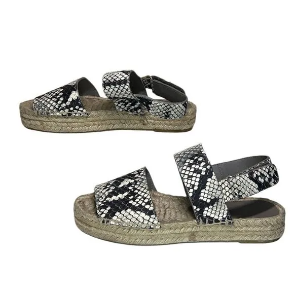 Vince - “Emilia” Espadrille Strappy Sandals in Python - Size 7, Black, Tan, Grey