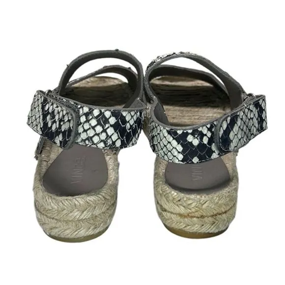 Vince - “Emilia” Espadrille Strappy Sandals in Python - Size 7, Black, Tan, Grey