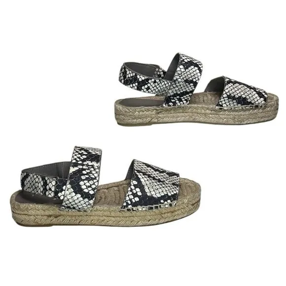 Vince - “Emilia” Espadrille Strappy Sandals in Python - Size 7, Black, Tan, Grey