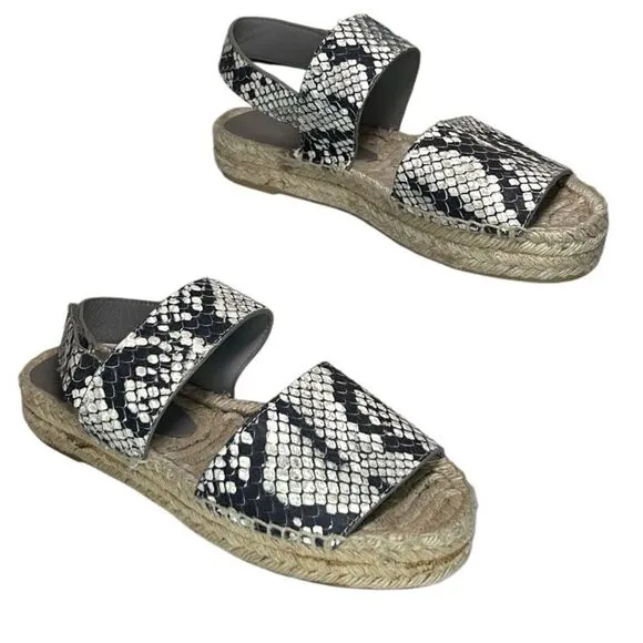 Vince - “Emilia” Espadrille Strappy Sandals in Python - Size 7, Black, Tan, Grey