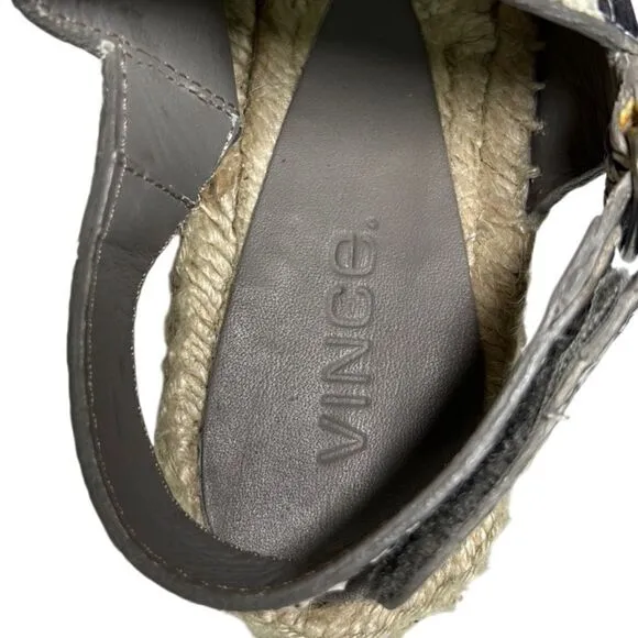 Vince - “Emilia” Espadrille Strappy Sandals in Python - Size 7, Black, Tan, Grey