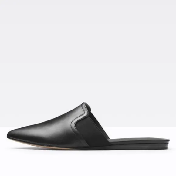 Vince Nadette Black Leather Pointed Slide