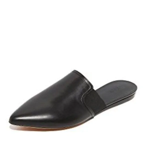 Vince Nadette Black Leather Pointed Slide