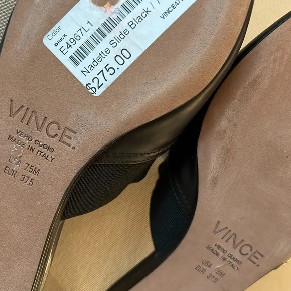 Vince Nadette Black Leather Pointed Slide