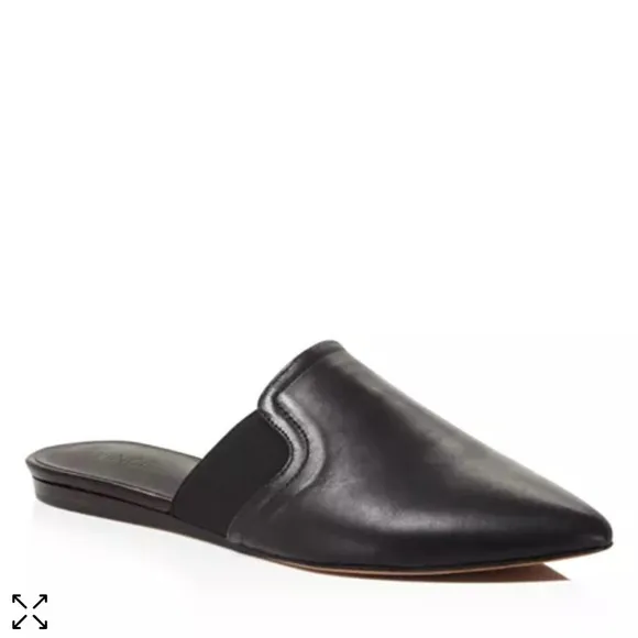 Vince Nadette Black Leather Pointed Slide