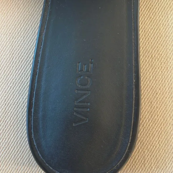Vince Nadette Black Leather Pointed Slide