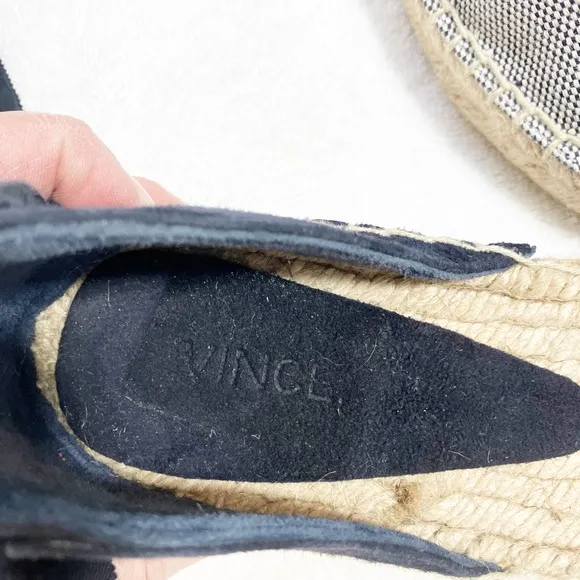 Vince navy suede and canvas ankle tie up espadrilles. Made in Spain. Sz 7 New