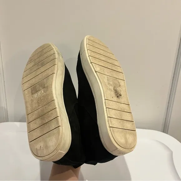 Vince Newlyn High Top Slip On Sneakers Black Suede 9