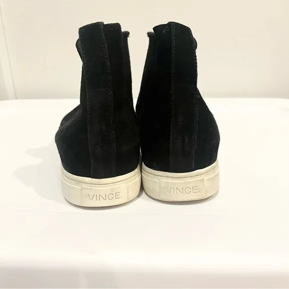 Vince Newlyn High Top Slip On Sneakers Black Suede 9