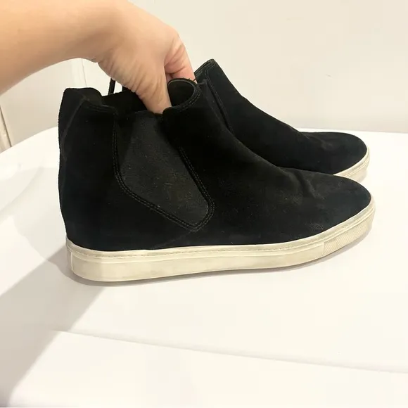 Vince Newlyn High Top Slip On Sneakers Black Suede 9