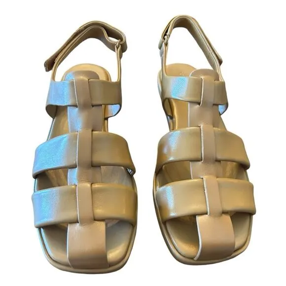 Vince Rava Strappy Fisherman Leather Sandals Minimal Sophisticated Tan NEW 10