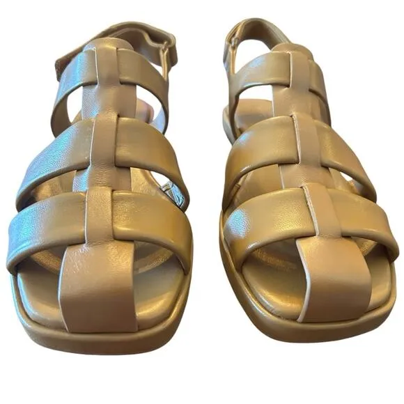 Vince Rava Strappy Fisherman Leather Sandals Minimal Sophisticated Tan NEW 10