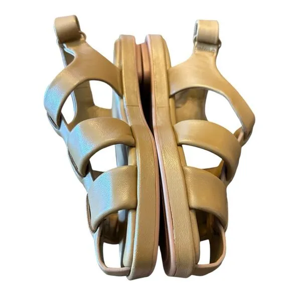 Vince Rava Strappy Fisherman Leather Sandals Minimal Sophisticated Tan NEW 6