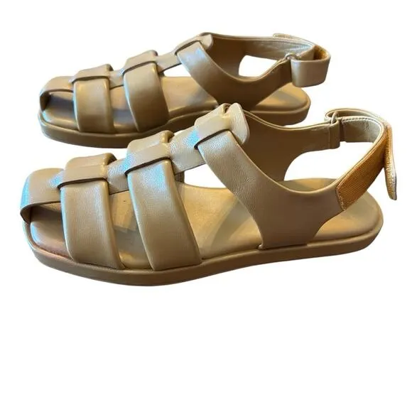 Vince Rava Strappy Fisherman Leather Sandals Minimal Sophisticated Tan NEW 6