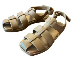 Vince Rava Strappy Fisherman Leather Sandals Minimal Sophisticated Tan NEW 6