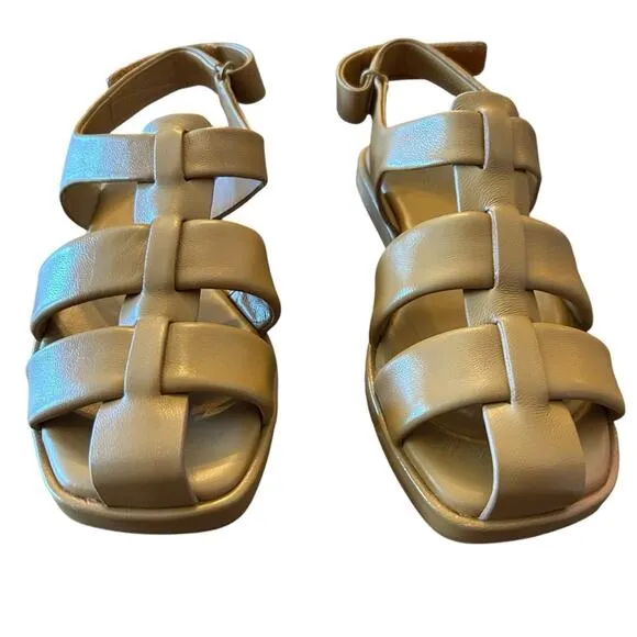 Vince Rava Strappy Fisherman Leather Sandals Minimal Sophisticated Tan NEW 6