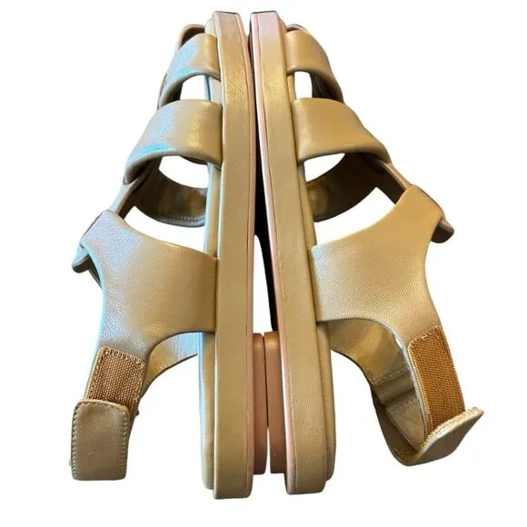 Vince Rava Strappy Fisherman Leather Sandals Minimal Sophisticated Tan NEW 6