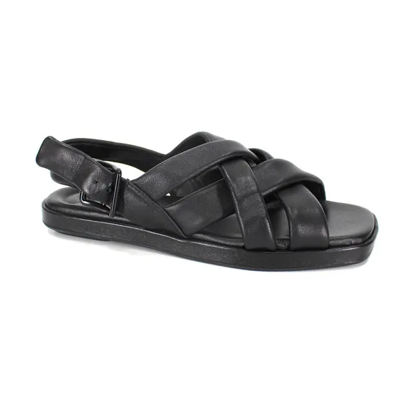 Vince Rexx B Fisherman Sandals NEW Black Leather Strappy Open Toe Flat Size 6.5