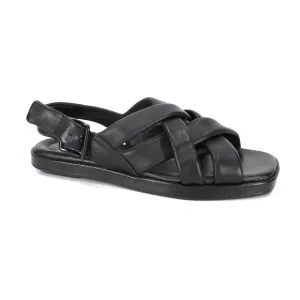 Vince Rexx B Fisherman Sandals NEW Black Leather Strappy Open Toe Flat Size 6.5