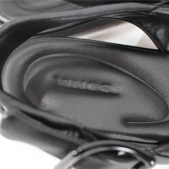 Vince Rexx B Fisherman Sandals NEW Black Leather Strappy Open Toe Flat Size 6.5