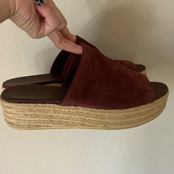 Vince Suede Solana Platform Espadrille  Wine Red Sandal Size  7.5