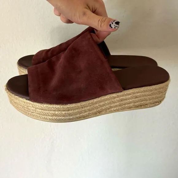 Vince Suede Solana Platform Espadrille  Wine Red Sandal Size  7.5