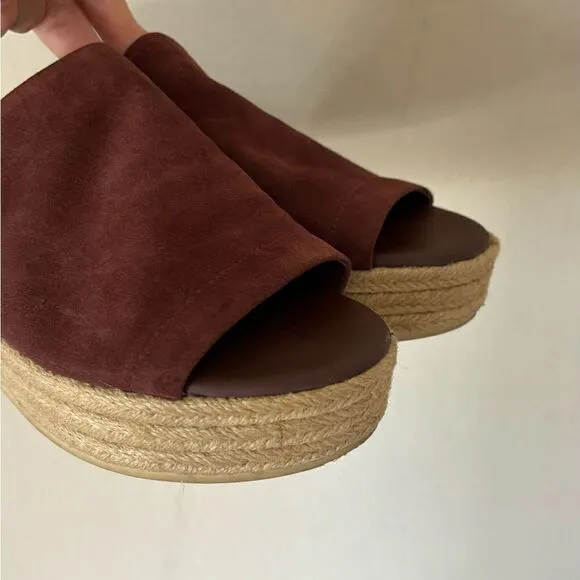 Vince Suede Solana Platform Espadrille  Wine Red Sandal Size  7.5