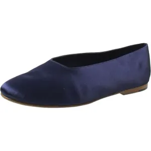 Vince Womens Navy Solid Satin Ballet Flats New