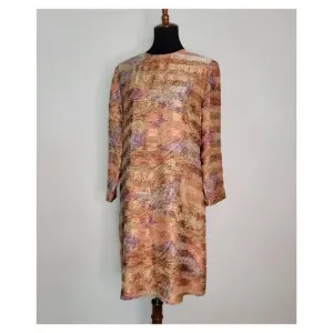 Vintage 1990's Long Sleeve Short Silk Shift Dress by Anne Crimmins for Umi