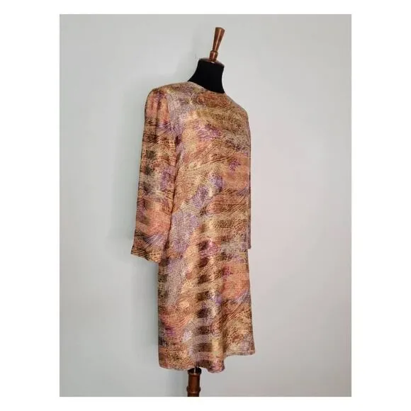 Vintage 1990's Long Sleeve Short Silk Shift Dress by Anne Crimmins for Umi