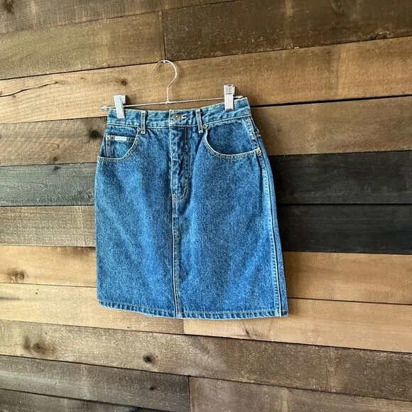 Vintage 80s Western Sasson Basics Denim Pencil Skirt