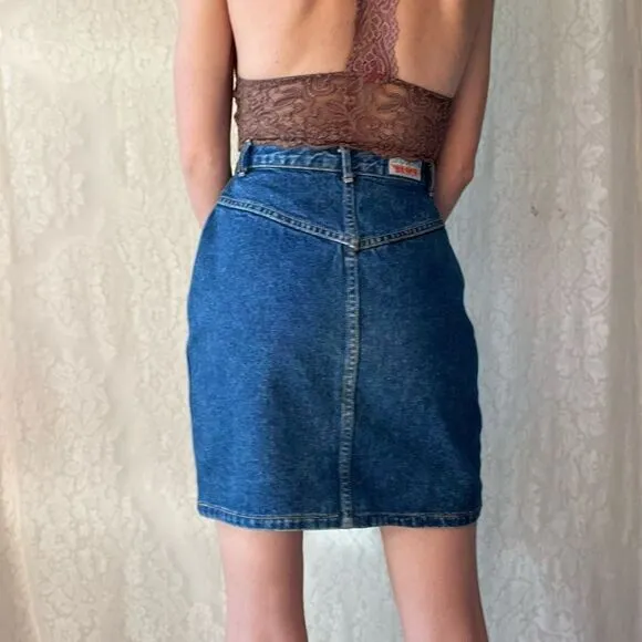 Vintage 80s Western Sasson Basics Denim Pencil Skirt