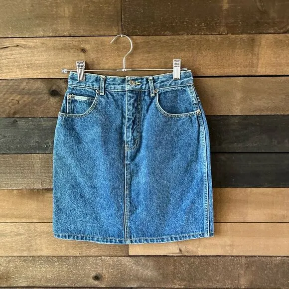Vintage 80s Western Sasson Basics Denim Pencil Skirt