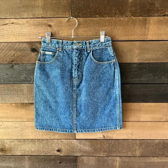 Vintage 80s Western Sasson Basics Denim Pencil Skirt