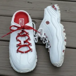 Vintage 90s y2k Skechers Bratz White Leather Platform Chunky Slip-on Sneakers 9.