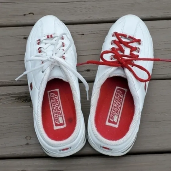 Vintage 90s y2k Skechers Bratz White Leather Platform Chunky Slip-on Sneakers 9.