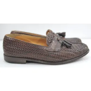 Vintage Bally Woven Leather Lisbon Italy Dress Shoes Men size 7.5 Brown Loafers‎