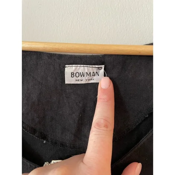 Vintage Bowman New York 100% Black Linen Dress