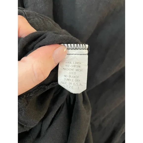 Vintage Bowman New York 100% Black Linen Dress