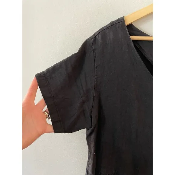 Vintage Bowman New York 100% Black Linen Dress