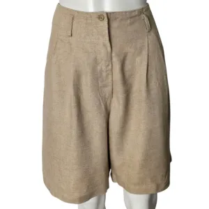 Vintage Deadstock Ashworth 80s Natural Pleated Linen Blend Bermuda Shorts Size 8