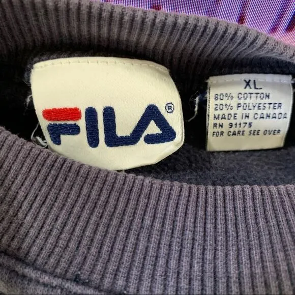 Vintage FILA Crewneck Pullover Sweatshirt Distressed Size XL Navy