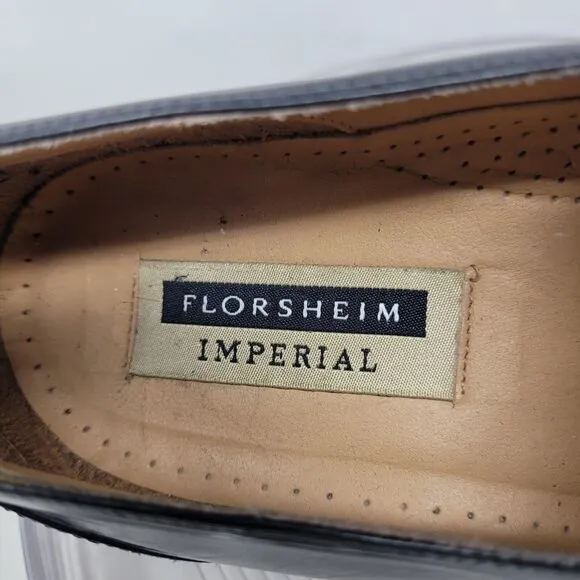 Vintage Florsheim IMPERIAL Black Tassel Loafers Mens 8 D Made in ITALY Worn 2x